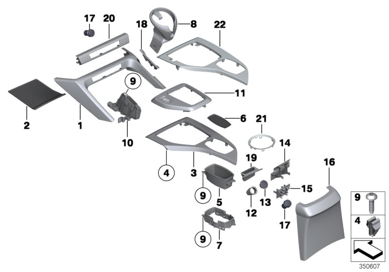 Genuine BMW 51169252846 E84 Cover, Center Console, Satinsilber Matt Left hand drive (Inc. X1) | ML Performance UK Car Parts