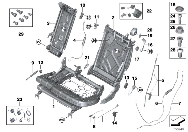 Genuine BMW 52207385401 F15 Backrest Frame, Comfort, Left (Inc. X5) | ML Performance UK Car Parts