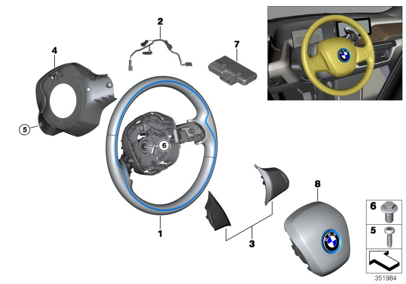 Genuine BMW 32306870785 Leather Steering Wheel SUITE (Inc. i3s 94Ah Rex, i3s 120Ah Rex & i3s 94Ah) | ML Performance UK Car Parts