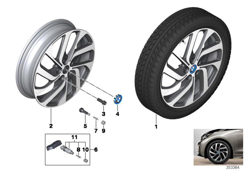 Genuine BMW 36116856895 Disc Wheel Light Alloy Jet Bl.Sol.Paint 5,5JX19 ET:53 (Inc. i3 120Ah Rex, i3 60Ah Rex & i3 120Ah) | ML Performance UK Car Parts