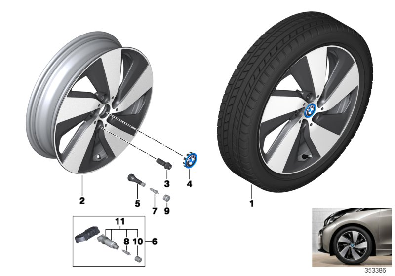 Genuine BMW 36116856897 Disc Wheel Light Alloy Jet Bl.Sol.Paint 5,5JX19 ET:53 (Inc. i3 94Ah Rex, i3 60Ah & i3 60Ah Rex) | ML Performance UK Car Parts