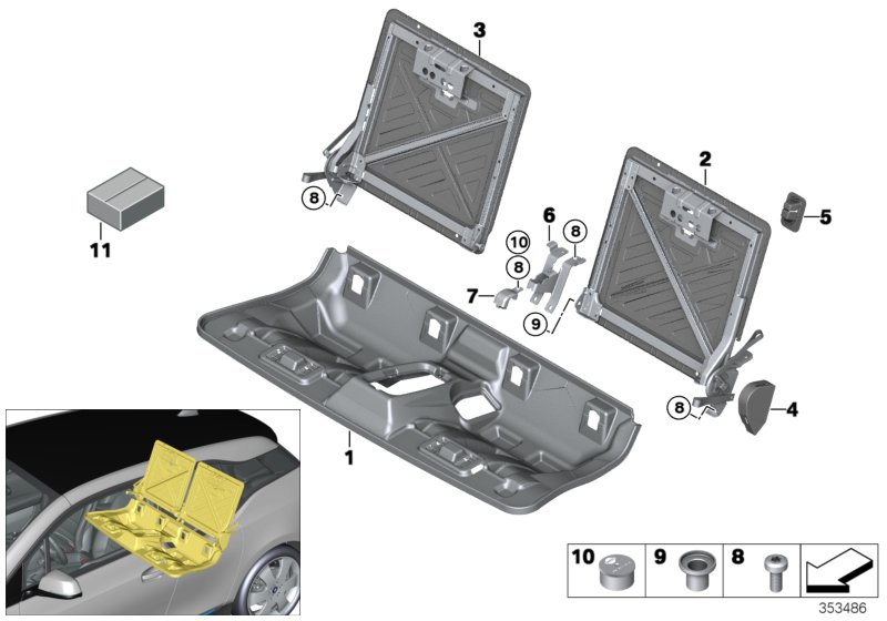 Genuine BMW 52207304330 I01 I01 Trim Cover, Backrest Bearing, Right (Inc. i3 120Ah Rex, i3 120Ah & i3 94Ah Rex) | ML Performance UK Car Parts