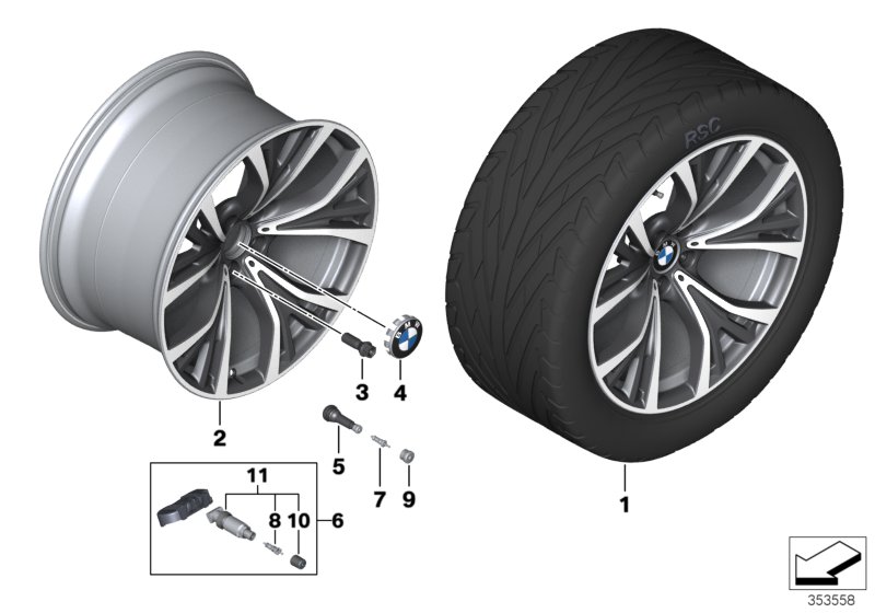 Genuine BMW 36116863101 F15 F16 Gloss-Turned Light Alloy Rim 111/2JX21 ET:38 (Inc. X5 M50dX, X5 25d & X6 50iX) | ML Performance UK Car Parts