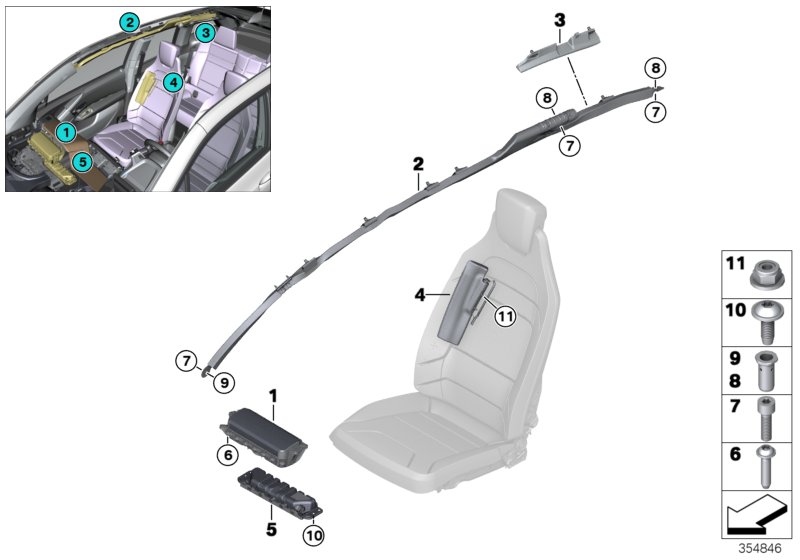 Genuine BMW 72127406506 Head Airbag, Right (Inc. i3 120Ah Rex, i3s 120Ah & i3s 94Ah) | ML Performance UK Car Parts