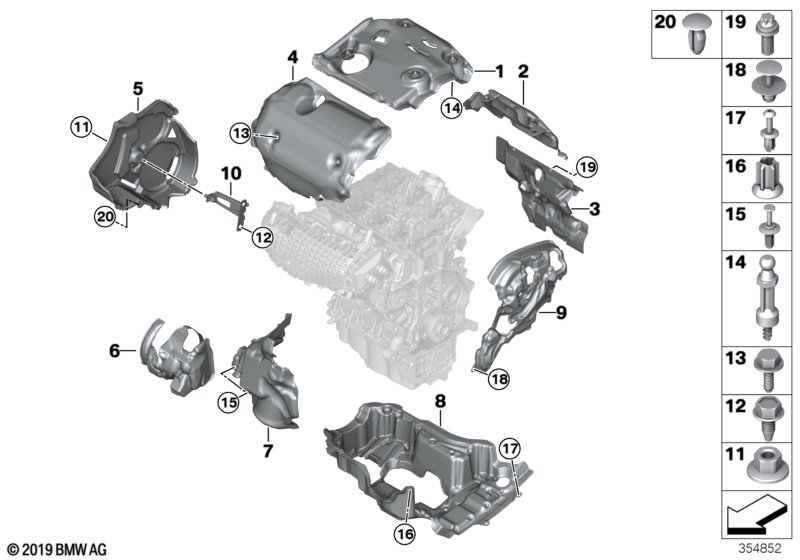 Genuine BMW 11148607054 Acoustic Cover With Heat Shield (Inc. i8) | ML Performance UK Car Parts