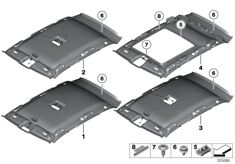 Genuine BMW 51448050109 E84 Headlining Panoramic Roof ANTHRAZIT (Inc. X1 25dX, X1 28iX & X1 16i) | ML Performance UK Car Parts