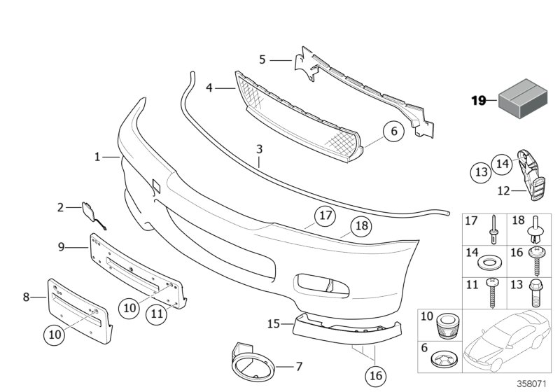 Genuine BMW 51117893068 E46 Cover, Fog Lamp, Right M-PAKET (Inc. 330d, 325xi & 328Ci) | ML Performance UK Car Parts