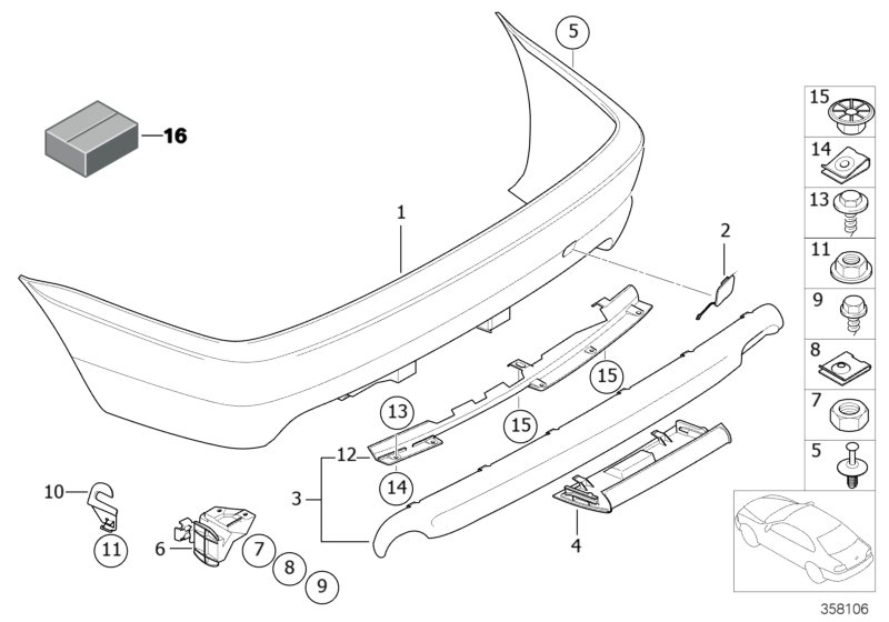 Genuine BMW 51127893069 E46 Bumper Trim Panel, Primed, Rear M (Inc. 325Ci, 330Cd & 316Ci) | ML Performance UK Car Parts