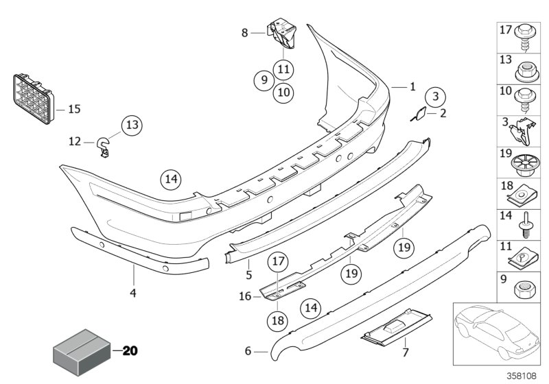 Genuine BMW 51127893489 E46 Bumper Trim Panel, Primed, Rear M (Inc. 325i, 330xd & 316i) | ML Performance UK Car Parts