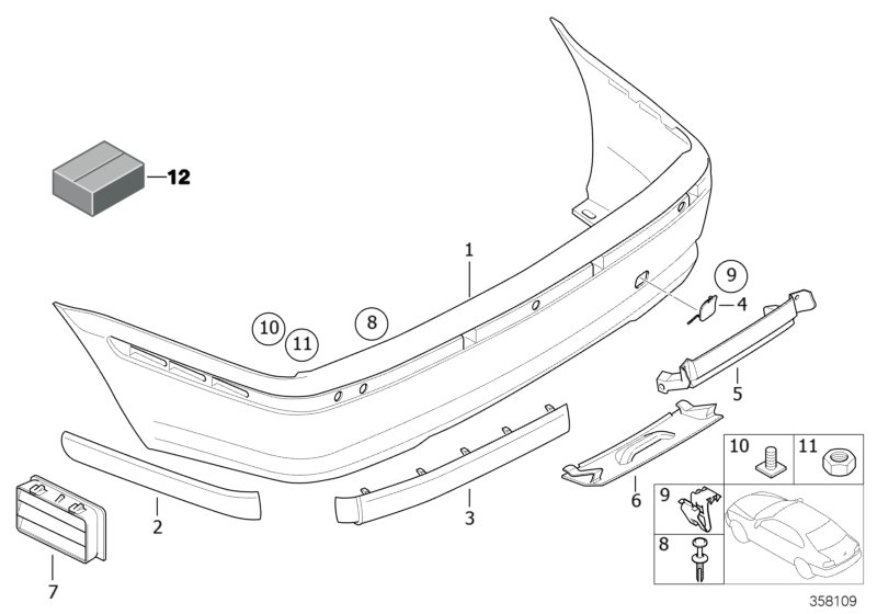 Genuine BMW 51127030604 E46 Protective Rubber Strip,Rght Rear Bumper (Inc. 318d, 316i 1.9 & 330d) | ML Performance UK Car Parts