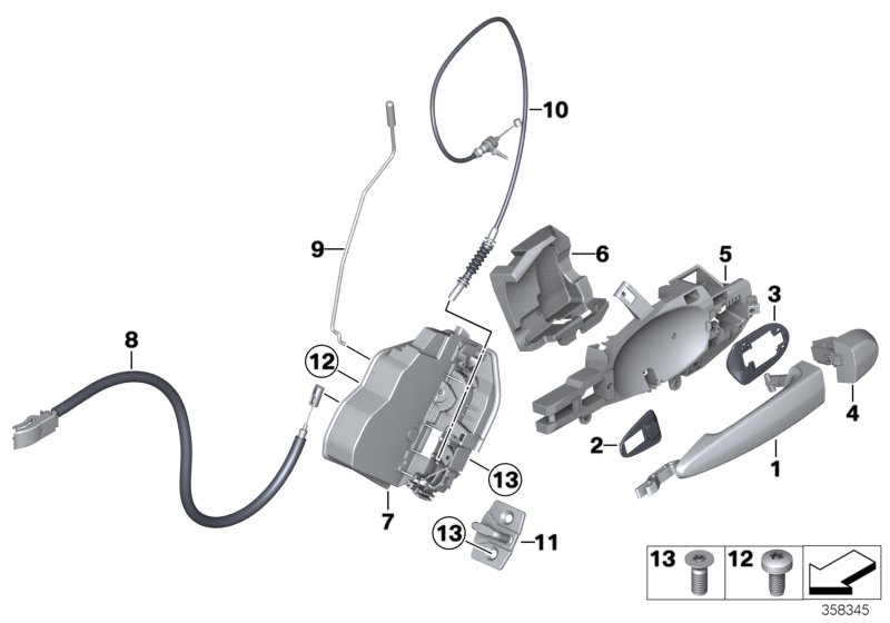 Genuine BMW 51217205834 F25 F26 Operating Rod, Door Rear Right (Inc. X3 18d) | ML Performance UK Car Parts