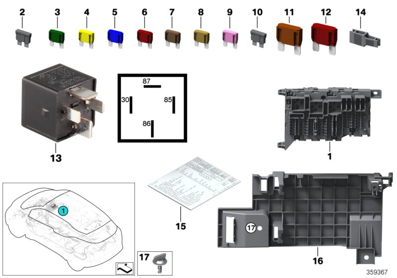 Genuine BMW 71239337415 F48 F45 F46 Map, Fuse Grouping (Inc. X1 18i, 218i & 220d) | ML Performance UK Car Parts