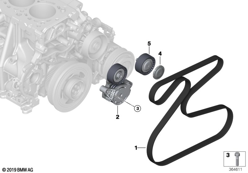 Genuine BMW 11288479475 F55 F46 F45 Mechanical Belt Tensioner (Inc. X1 28iX, 216d & X2 28iX) | ML Performance UK Car Parts