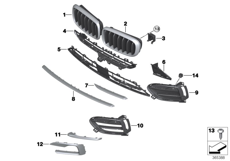 Genuine BMW 51117453748 F16 Grill, Center Lower XTRAVAGANCE (Inc. X6) | ML Performance UK Car Parts