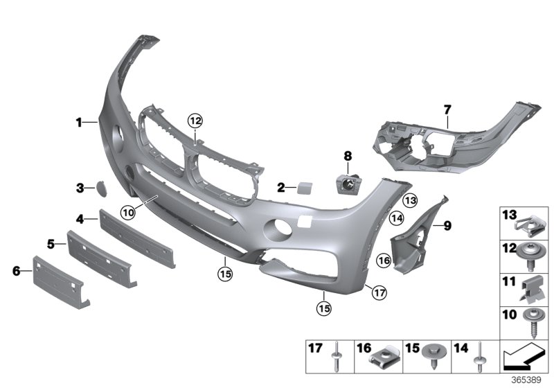 Genuine BMW 51118066903 F16 TriCover, Bumper, Primed, Front M/US/PDC/SRA (Inc. X6) | ML Performance UK Car Parts