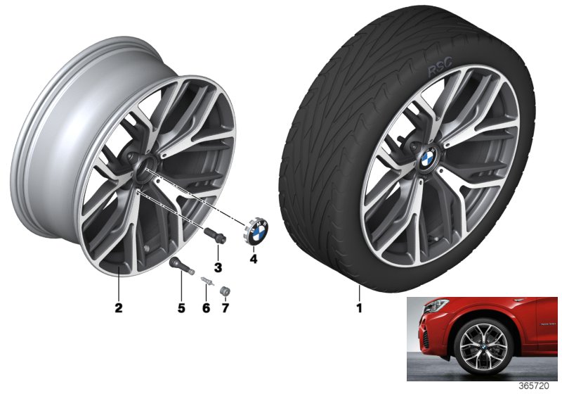 Genuine BMW 36116864262 F25 F26 Light Alloy Rim 8,5JX20 ET:38 (Inc. X3 35iX, X4 20iX & X3 28i) | ML Performance UK Car Parts