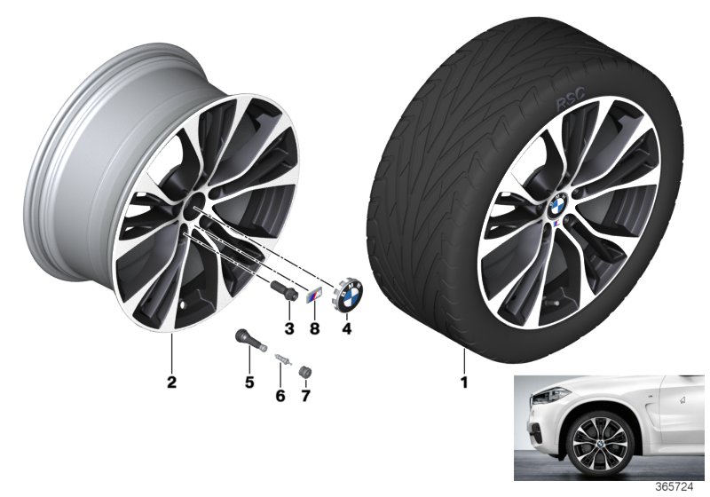 Genuine BMW 36116861374 F25 F26 Gloss-Turned Light Alloy Rim 8,5JX21 ET: 42 (Inc. X4 28iX & X3) | ML Performance UK Car Parts