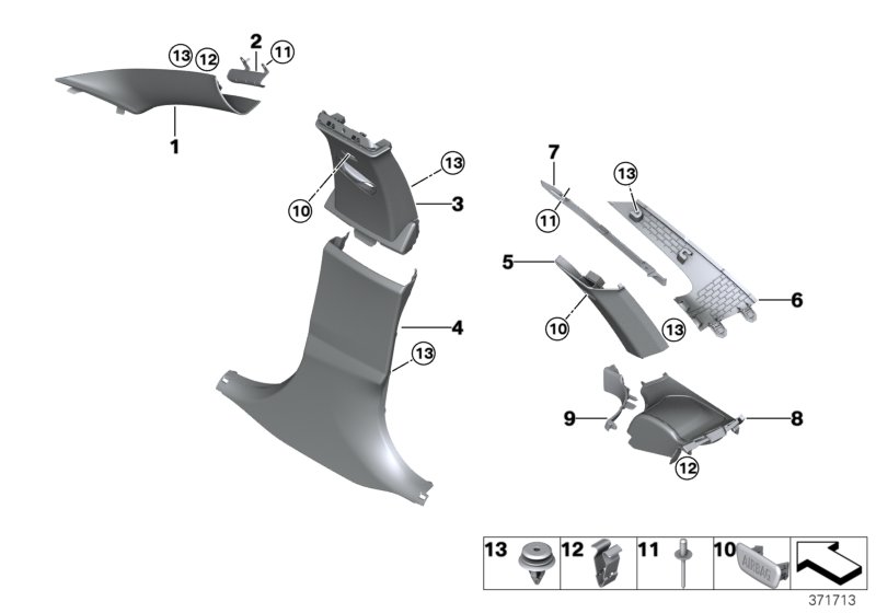 Genuine BMW 51437326216 Cover, Column D, Right OYSTER (Inc. 425d, 435i & 418d) | ML Performance UK Car Parts