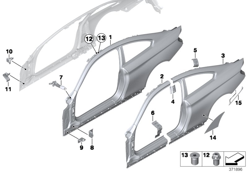 Genuine BMW 41217374414 Reinforcement Plate, C-Pillar, Right (Inc. 435dX, 418i & 430d) | ML Performance UK Car Parts