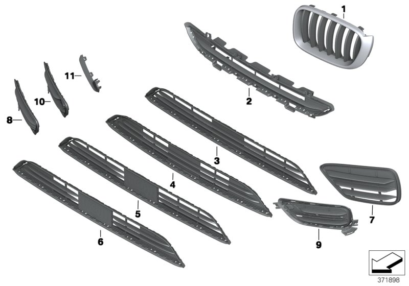 Genuine BMW 51117338571 F25 F26 Grille, Front, Left CHROM/SCHWARZ (Inc. X3) | ML Performance UK Car Parts