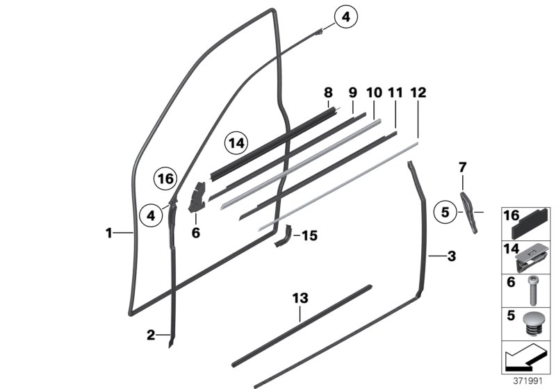 Genuine BMW 51217040766 RR1 RR1 Gasket,Door Joint, Door Frnt Top R. (Inc. Phantom & Phantom EWB) | ML Performance UK Car Parts