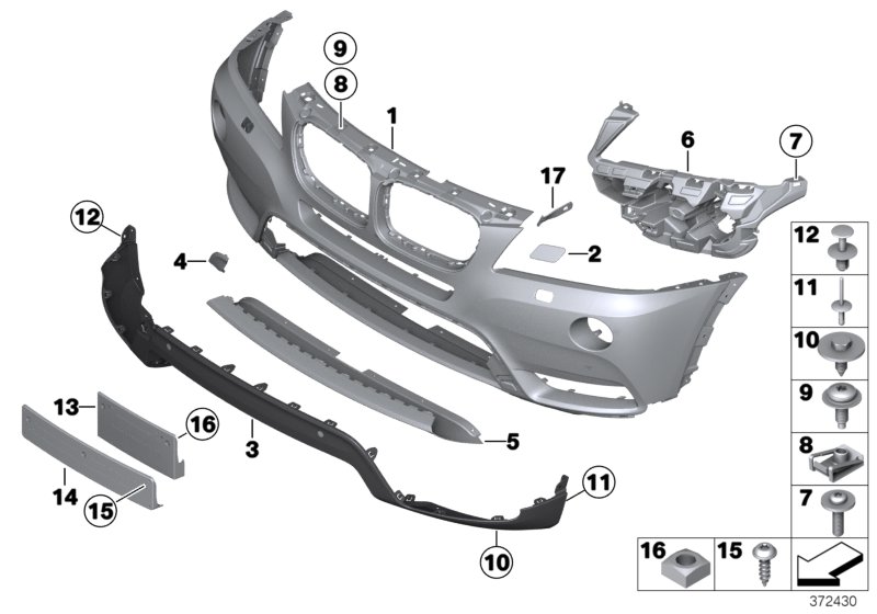 Genuine BMW 51117210445 F25 Cover, Trim, Front, Black PDC (Inc. X3) | ML Performance UK Car Parts