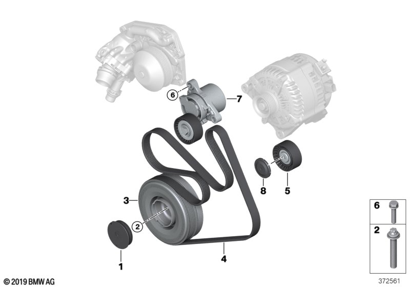 Genuine BMW 11287619248 F33 F10 G11 Mechanical Belt Tensioner (Inc. X3 20dX, 320d ed & 125d) | ML Performance UK Car Parts