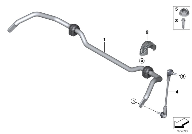 Genuine BMW Mini 31306853912 F45 F46 F48 Stabilizer Front With Rubber Mounting (Inc. 214d, 218d & X1 28i) | ML Performance UK Car Parts