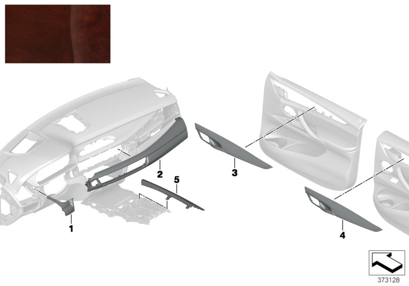 Genuine BMW 51167985924 F15 Cover, Wood, Center Console, Right ESCHE VULC.BR. (Inc. X5) | ML Performance UK Car Parts