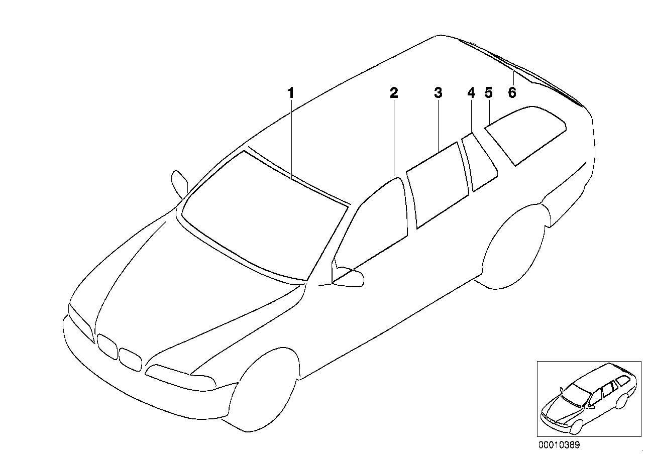 Genuine BMW 51348189258 E39 Side Window Green Right (Inc. 525i, 520i & 530i) | ML Performance UK Car Parts