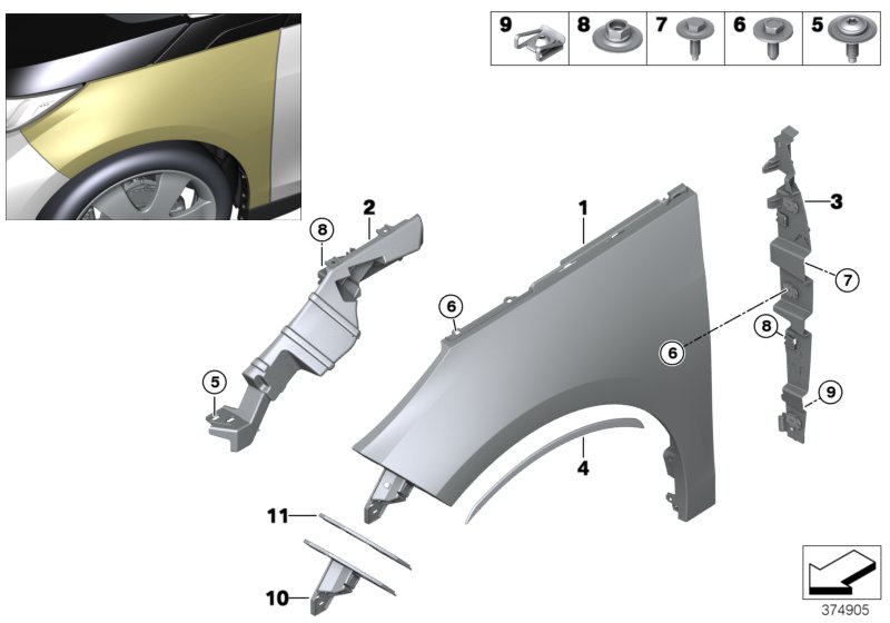 Genuine BMW 51647386157 Repair Mount, Side Panel, Front Left (Inc. i3s 120Ah Rex) | ML Performance UK Car Parts