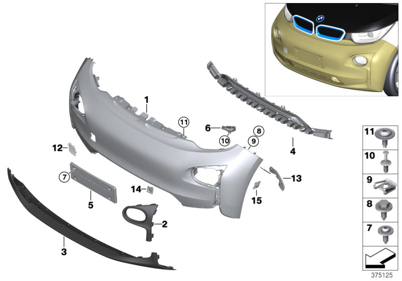 Genuine BMW 51117296826 Trim Cover, Bumper, Front Right (Inc. i3 60Ah, i3 94Ah & i3 60Ah Rex) | ML Performance UK Car Parts