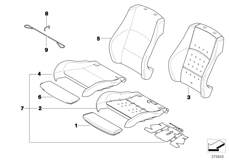 Genuine BMW 52107251623 E82 E88 Upholstery, Sport Seat, Leather, Right TERRA (Inc. 128i & 135i) | ML Performance UK Car Parts