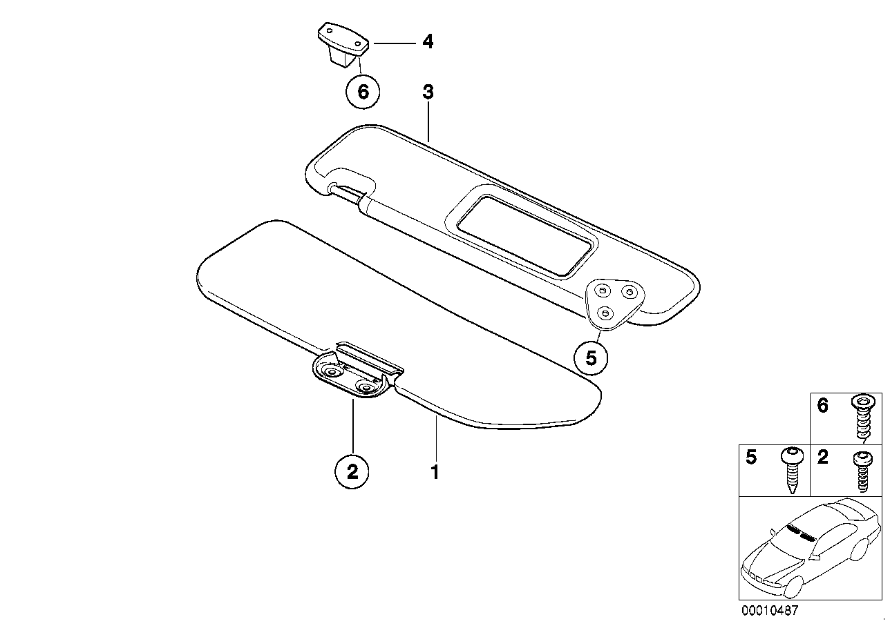 Genuine BMW 51168407341 E36 Sun Visor With Mirror-Covering Left SCHWARZ (Inc. Z3) | ML Performance UK Car Parts