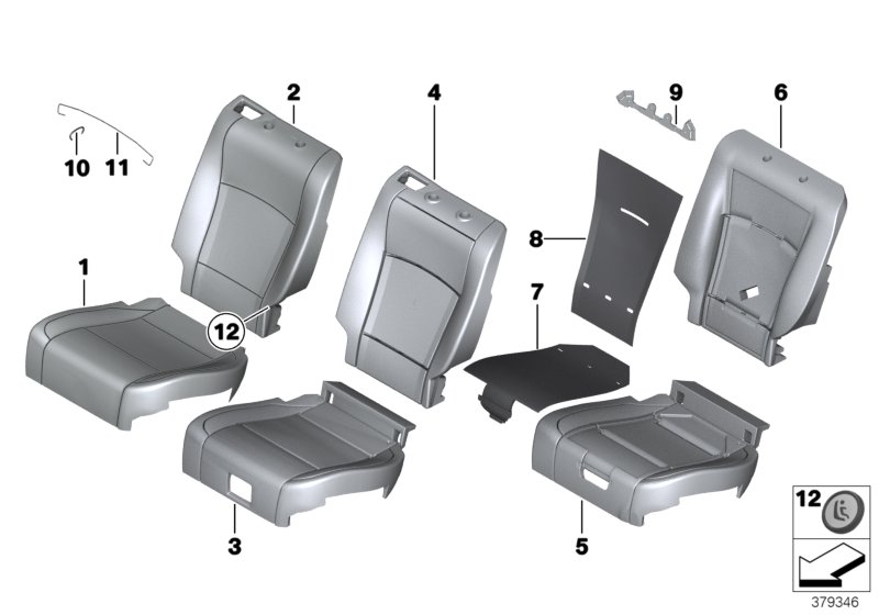 Genuine BMW 52207370675 Leather Cover For Basic Seat Left LCSW SCHWARZ (Inc. 530dX, 550iX & 530d) | ML Performance UK Car Parts