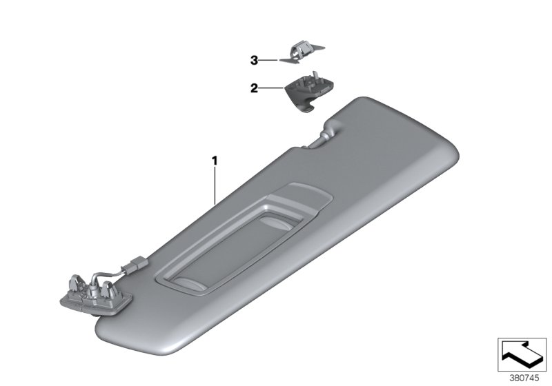 Genuine BMW 51167353960 F15 Sun Visor Plastic Film With Mirror Right OYSTER (Inc. X5) | ML Performance UK Car Parts