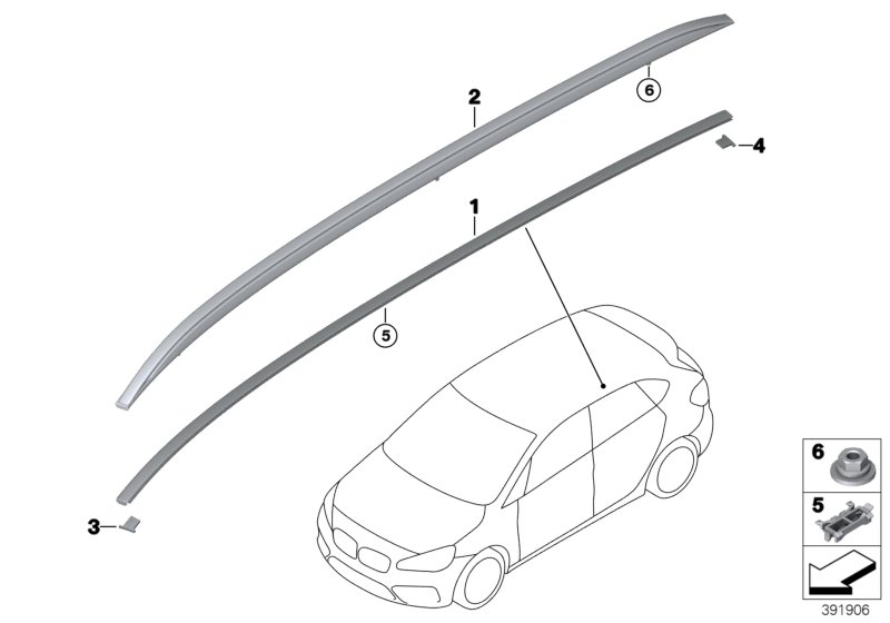 Genuine BMW 51137400089 Roof Molding Prime-Coated Left (Inc. 225i, 225iX & 216d) | ML Performance UK Car Parts