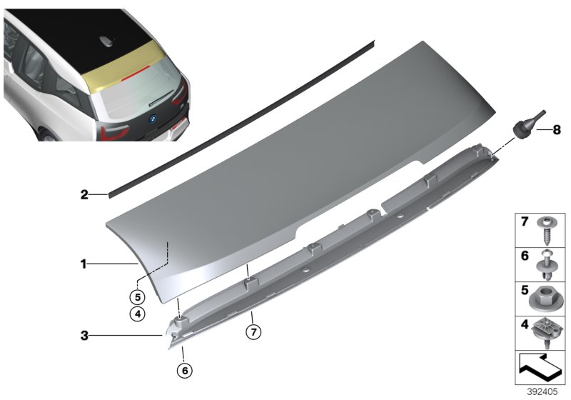 Genuine BMW 51007375209 Primed Rear Spoiler (Inc. i3 60Ah Rex, i3s 120Ah Rex & i3 120Ah) | ML Performance UK Car Parts