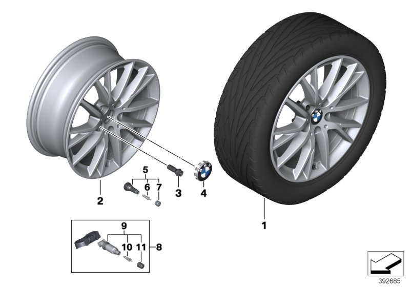 Genuine BMW 36107849122 F40 F46 Disk Wheel, Light Alloy, In Orbitgrey 7JX17 ET:47 (Inc. 120dX, 225i & 118i) | ML Performance UK Car Parts