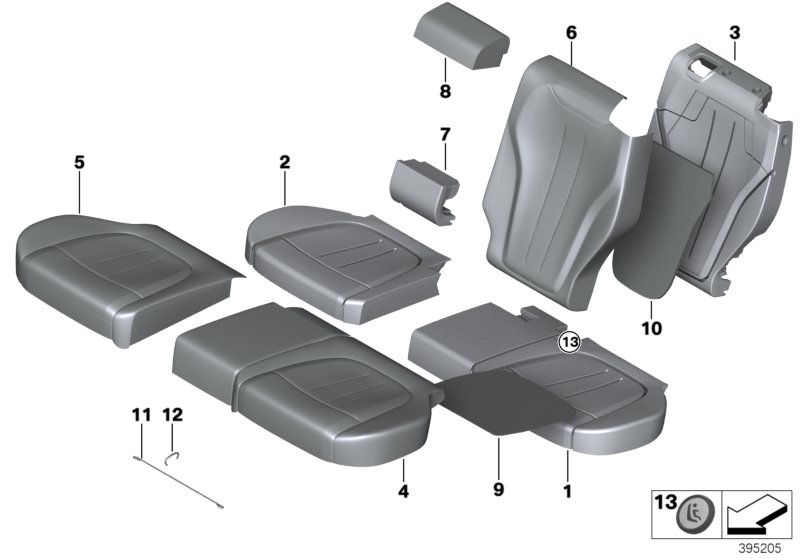 Genuine BMW 52207363766 F15 Upholstery Element, Center, Leather NAMY MOKKA (Inc. X5) | ML Performance UK Car Parts