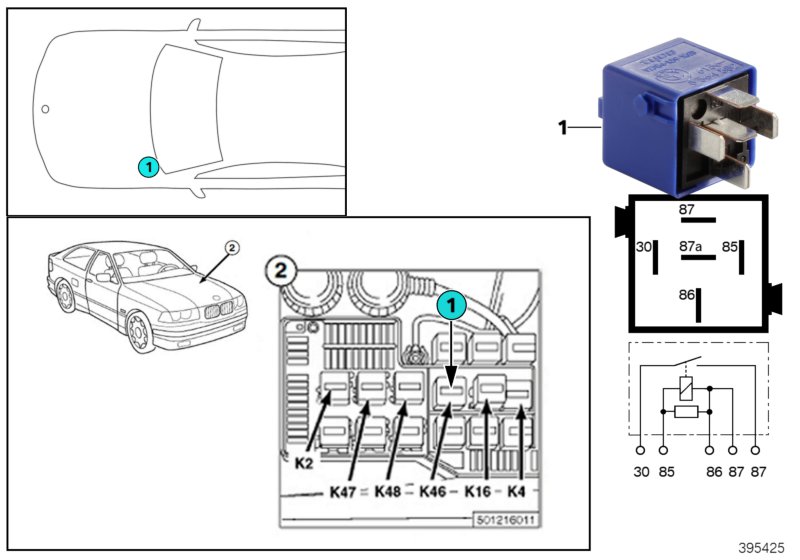 Genuine BMW 61368364582 E65 E66 E36 Relay, Make Contact, Ultra Navy Blue (Inc. X3 3.0si) | ML Performance UK Car Parts