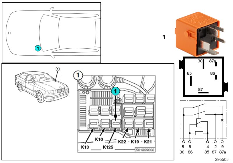 Genuine BMW Mini 61368366646 E64 E61 Relay, Dual N/O, Pastellorange getaktet pastellorange (Inc. Z4) | ML Performance UK Car Parts