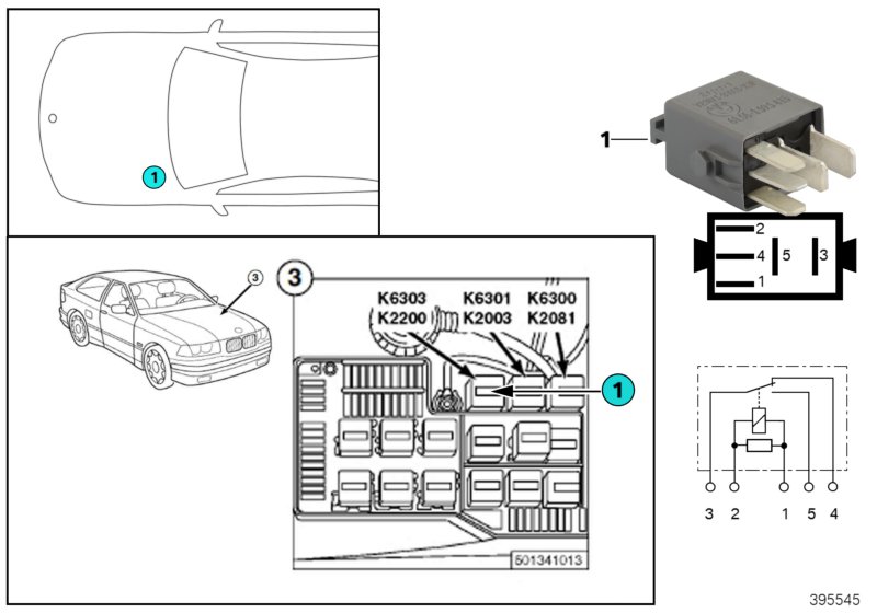 Genuine BMW 61361393415 E90 E93 F10 Minirelay, Change-Over Contact, Grey (Inc. Coop.S JCW GP, 535dX & 335d) | ML Performance UK Car Parts