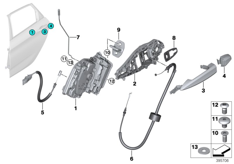 Genuine BMW 51227331289 F45 Bowden Cable, Outside Door Handle, Rear (Inc. 220d, 216d & 225iX) | ML Performance UK Car Parts