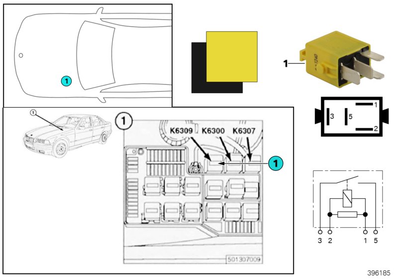 Genuine BMW Mini 61366902041 E39 Minirelay, Make Contact, Yellow (Inc. 525td) | ML Performance UK Car Parts