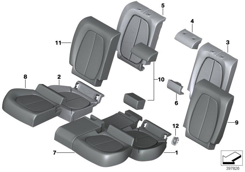 Genuine BMW 52207379966 F45 F48 Cover, Base Seat, Fabric, Right ANTHRAZIT/ROT (Inc. X1 18dX, X1 20iX & 216d) | ML Performance UK Car Parts