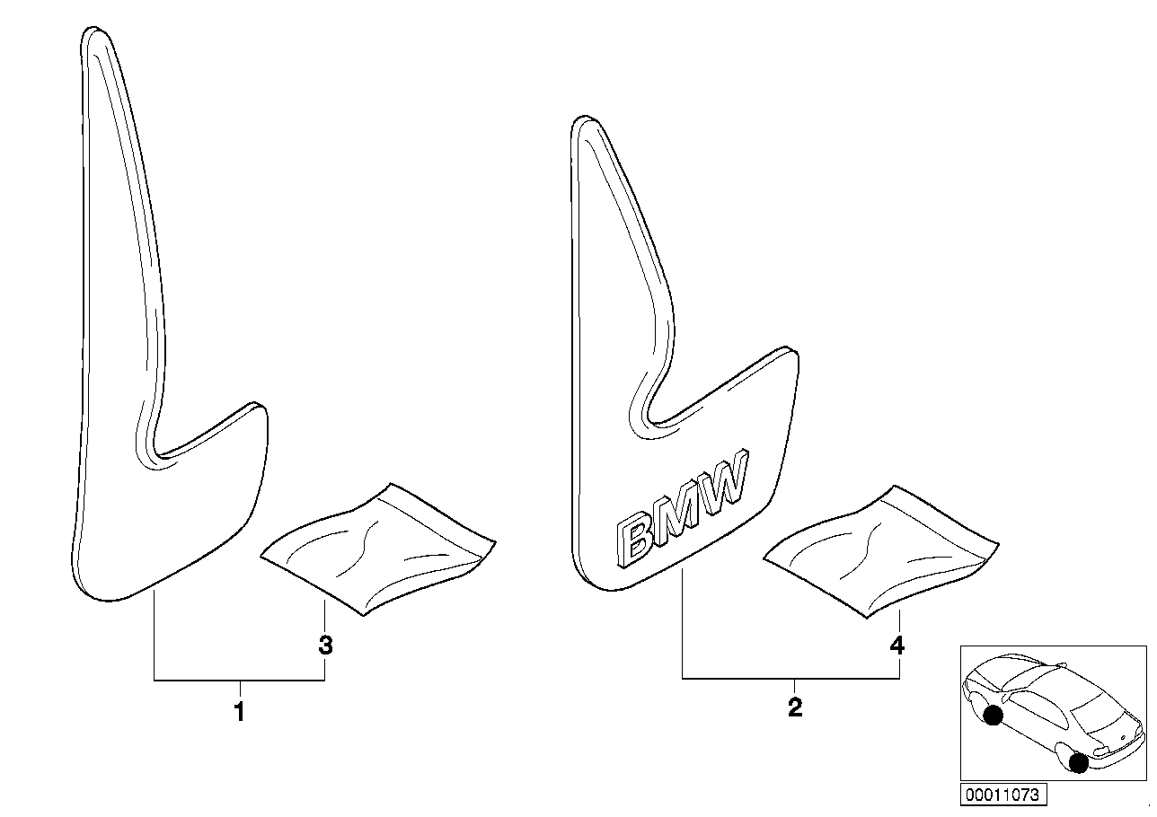 Genuine BMW 72601922807 E24 Set Mud Flaps, Rear (Inc. 635CSi, M6 & M635CSi) | ML Performance UK Car Parts