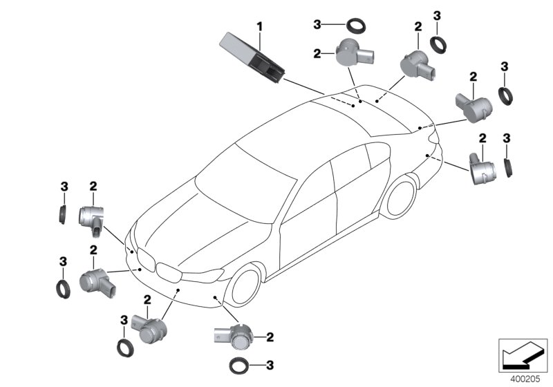 Genuine BMW 66209360716 G11 G12 Ultrasonic Sensor, Arctic Gray WC27 (Inc. 740LdX, 730Li & 740e) | ML Performance UK Car Parts