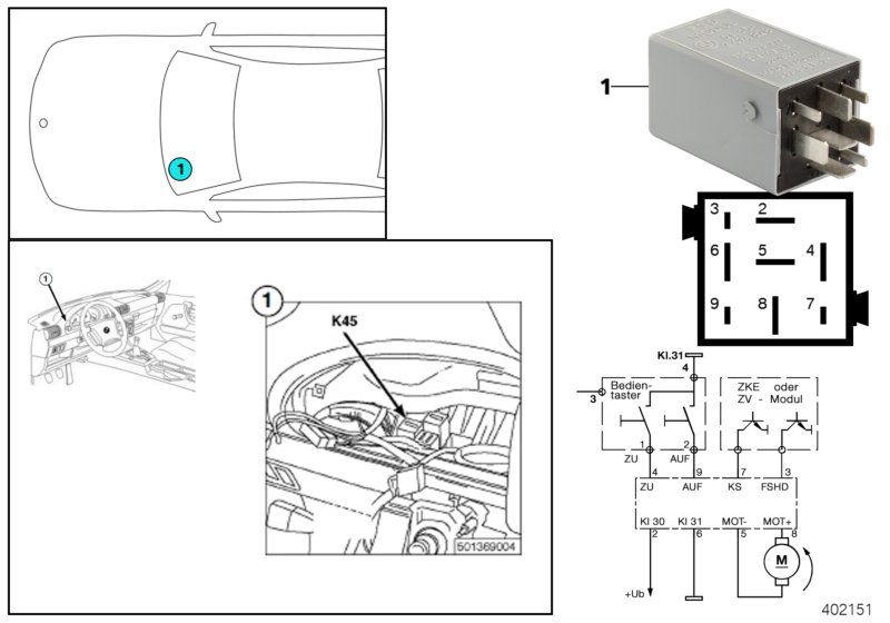 Genuine BMW 61352494828 E36 Folding Sliding Roof Relay (Inc. 318ti, 320i & M3) | ML Performance UK Car Parts