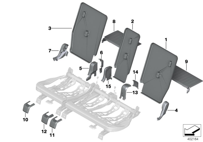 Genuine BMW 52207384750 F45 F48 Trim Cover, Backrest, Center SCHWARZ (Inc. X1 28iX, 225xe & 220i) | ML Performance UK Car Parts